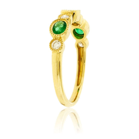 14KY Diamond & Emerald Ring - Park City Jewelers