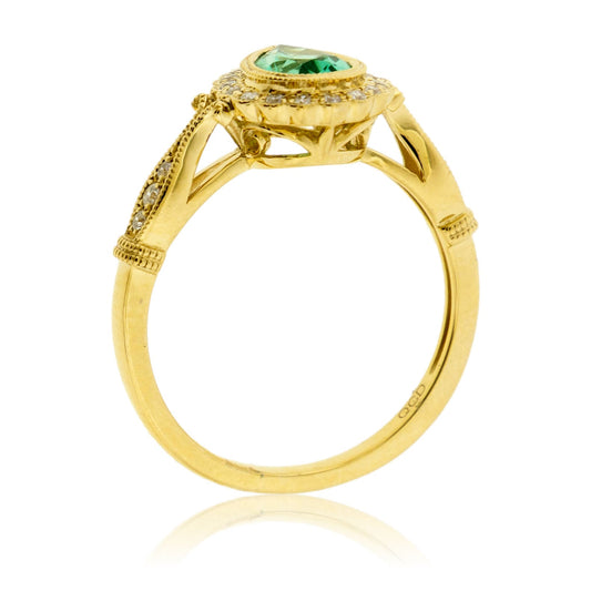 14KY Diamond & Mint Emerald Ring - Park City Jewelers