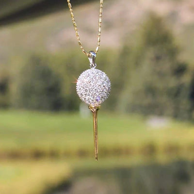 Park City Jewelers Diamond Golf Ball on Tee Necklace