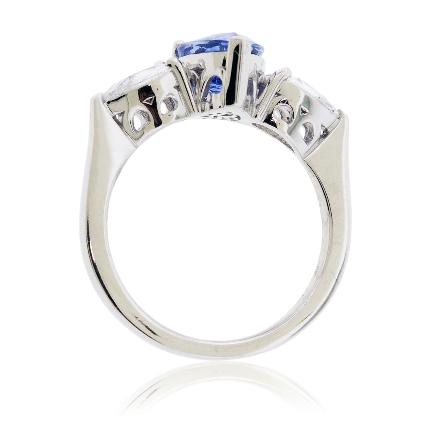 Pear-Shaped Blue Sapphire & Pear Diamond Accented Ring