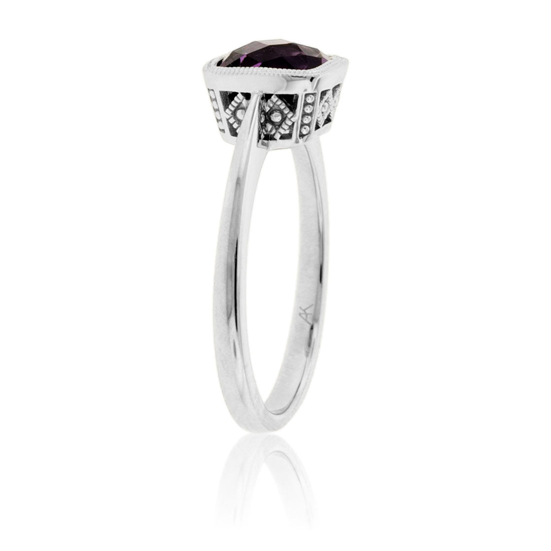 Checkerboard Amethyst Bezel Style Ring