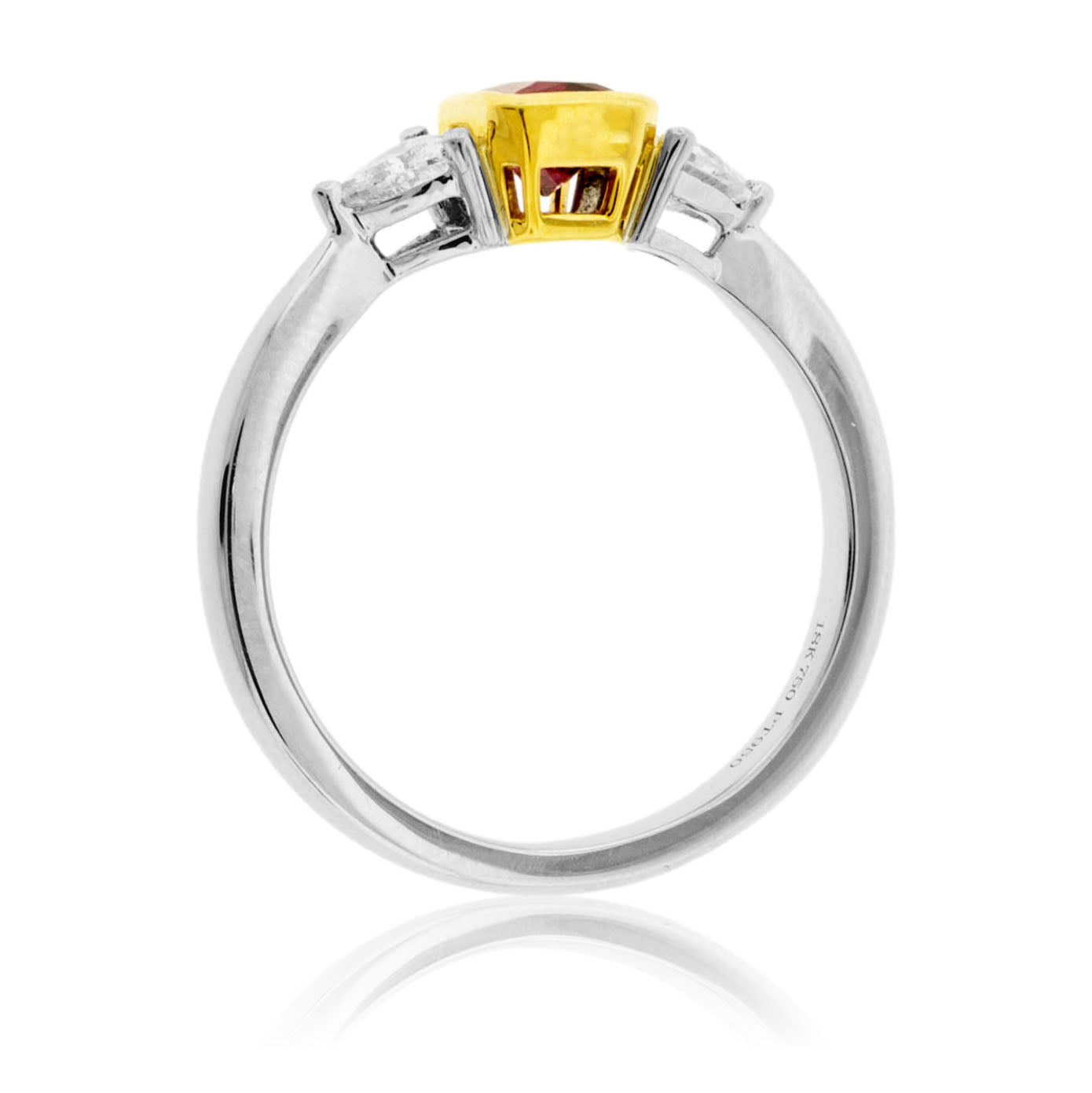 Red Beryl Emerald Bezel & Diamond Accented Ring