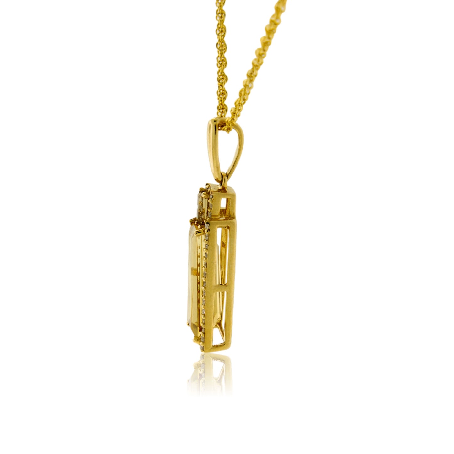 Citrine & Diamond Pendant w/Chain