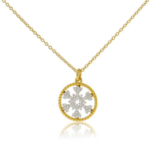 Diamond Snowflake Necklace with Braided Frame