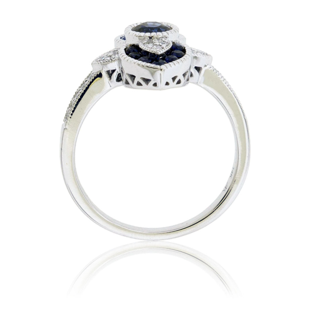 Sapphire & Diamond Art Deco Style Ring
