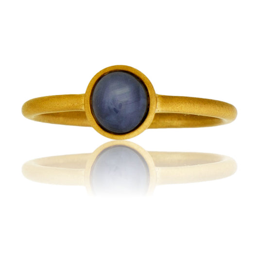 Star Sapphire Cabochon Bezel Set Ring
