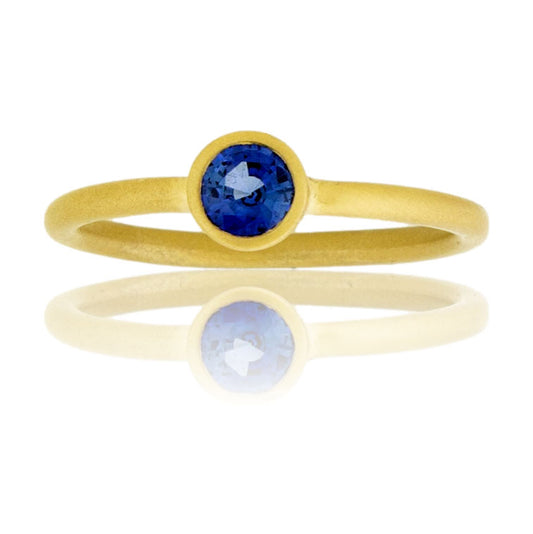 Ceylon Sapphire Round Bezel Set Ring