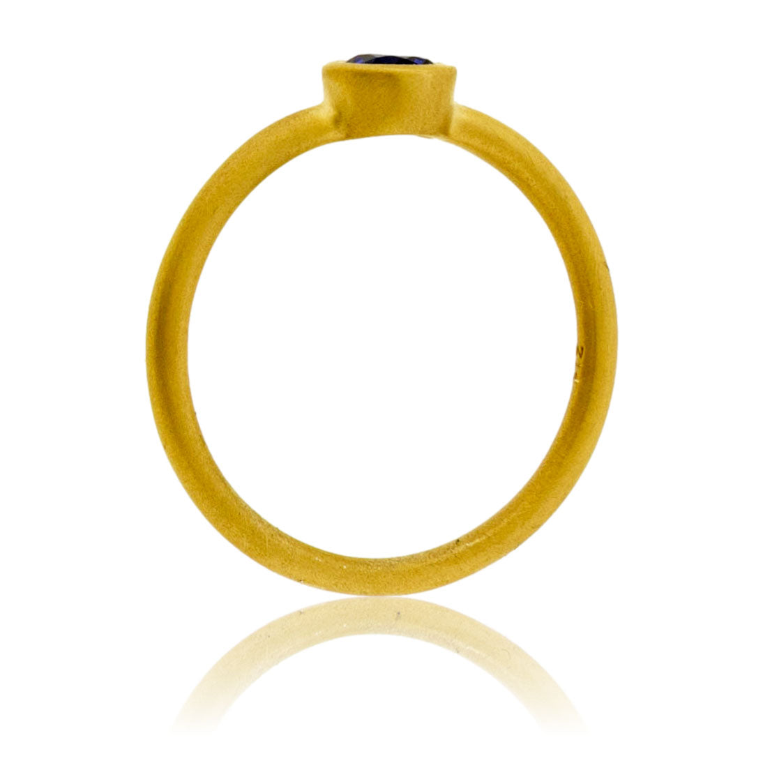 Ceylon Sapphire Round Bezel Set Ring