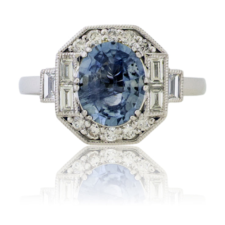 Oval Sapphire & Diamond Accented Ring