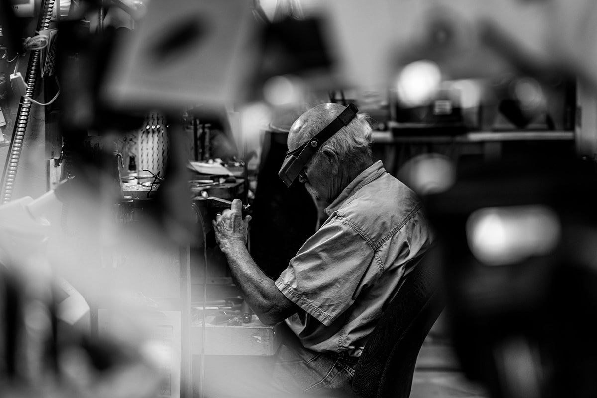 Jeweler Sitting at Bench - Park City Jewelers.