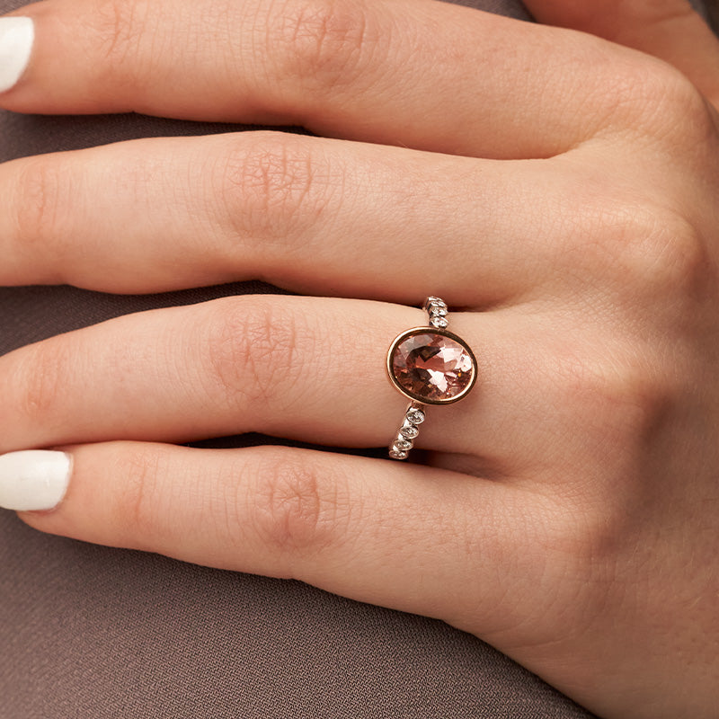 Woman Wearing a Morganite Ring from Park City Jewelers.