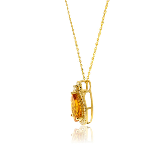 Diamond & Citrine Pendant w/Chain