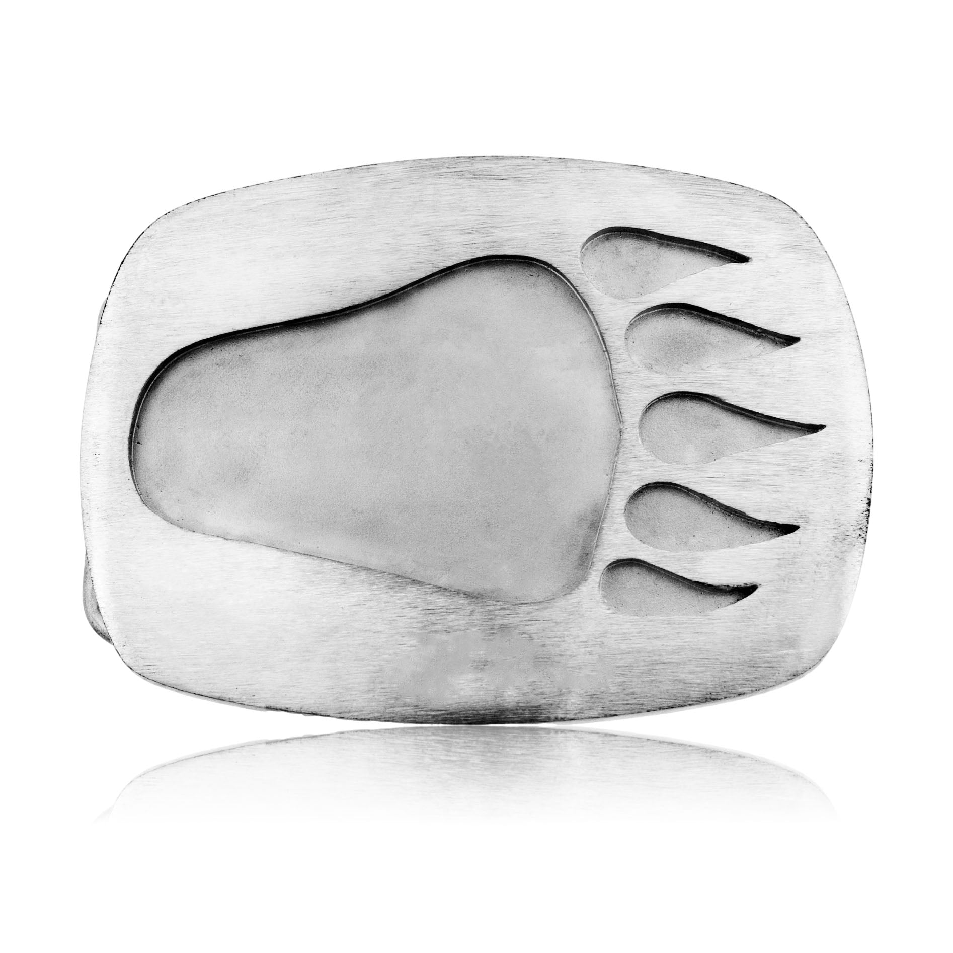 Rounded Rectangle Bear Paw Belt Buckle - Park City Jewelers