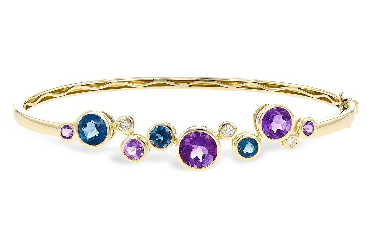 Amethyst, Blue Topaz & Diamond Bangle Bracelet - Park City Jewelers
