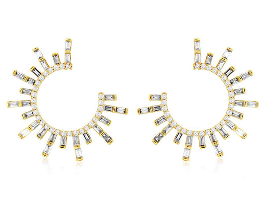 Baguette Diamond Rising Sun Earrings - Park City Jewelers