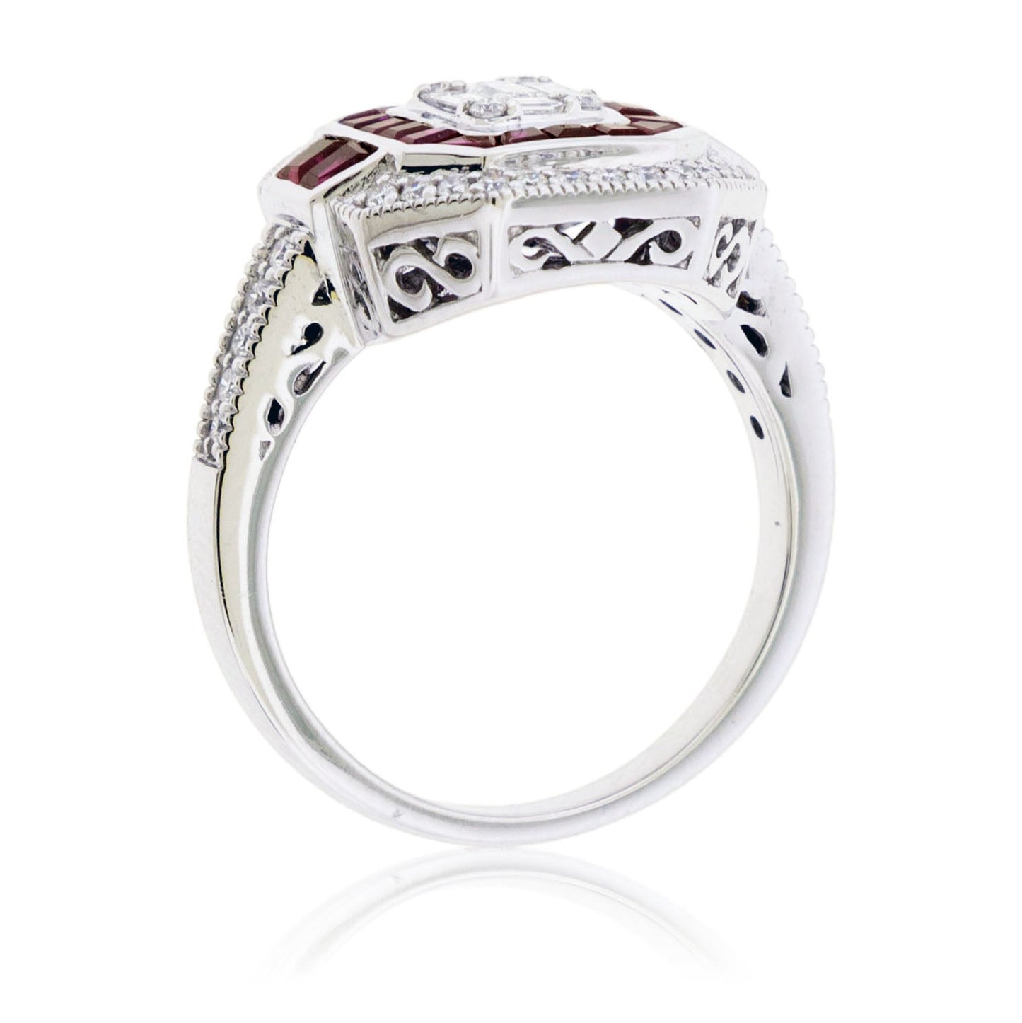Baguette Ruby & Diamond Art Deco Inspired Ring - Park City Jewelers