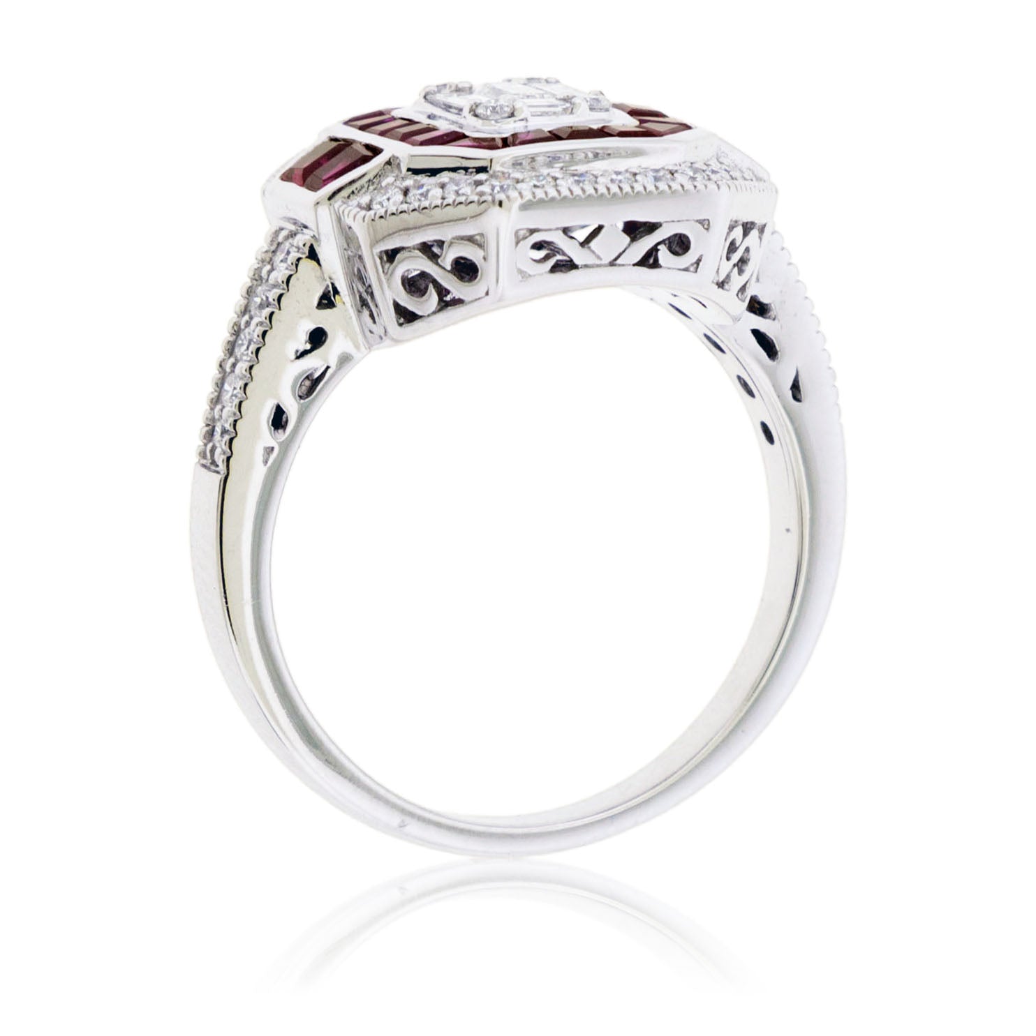 Baguette Ruby & Diamond Art Deco Inspired Ring - Park City Jewelers