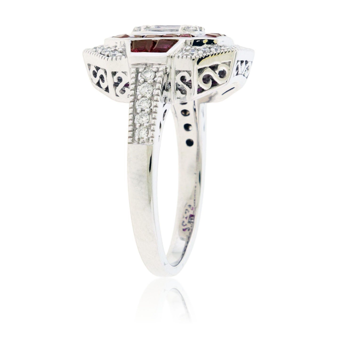 Baguette Ruby & Diamond Art Deco Inspired Ring - Park City Jewelers