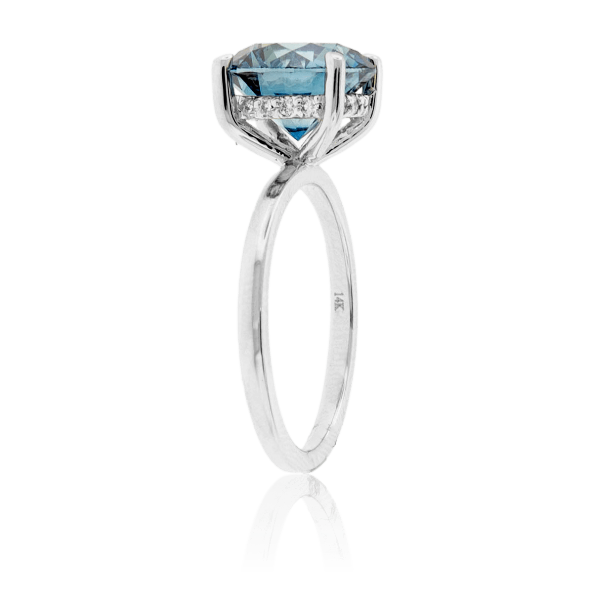Blue Lab Grown Diamond Hidden Halo Ring - Park City Jewelers