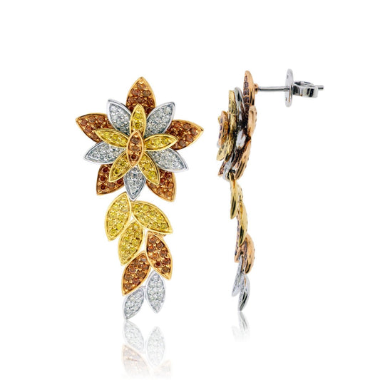 Brown, Yellow, and White Diamond Dangle Earrings - Park City Jewelers