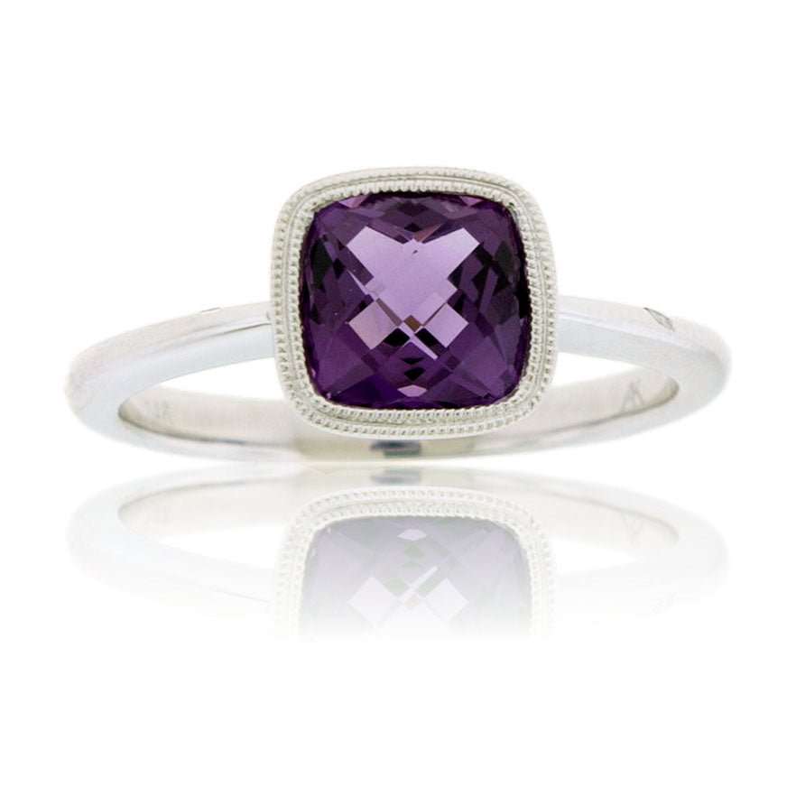 Checkerboard Amethyst Bezel Style Ring - Park City Jewelers