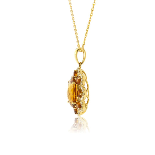 Citrine & Diamond Accented Pendant w/Chain - Park City Jewelers