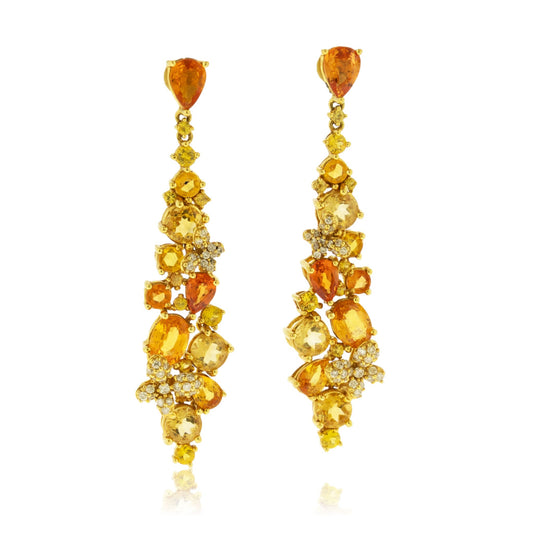 Citrine, Yellow Sapphire and Diamond Drop Earrings - Park City Jewelers