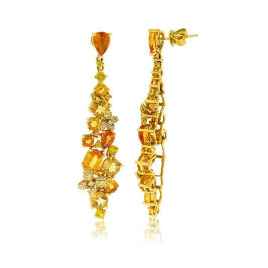 Citrine, Yellow Sapphire and Diamond Drop Earrings - Park City Jewelers