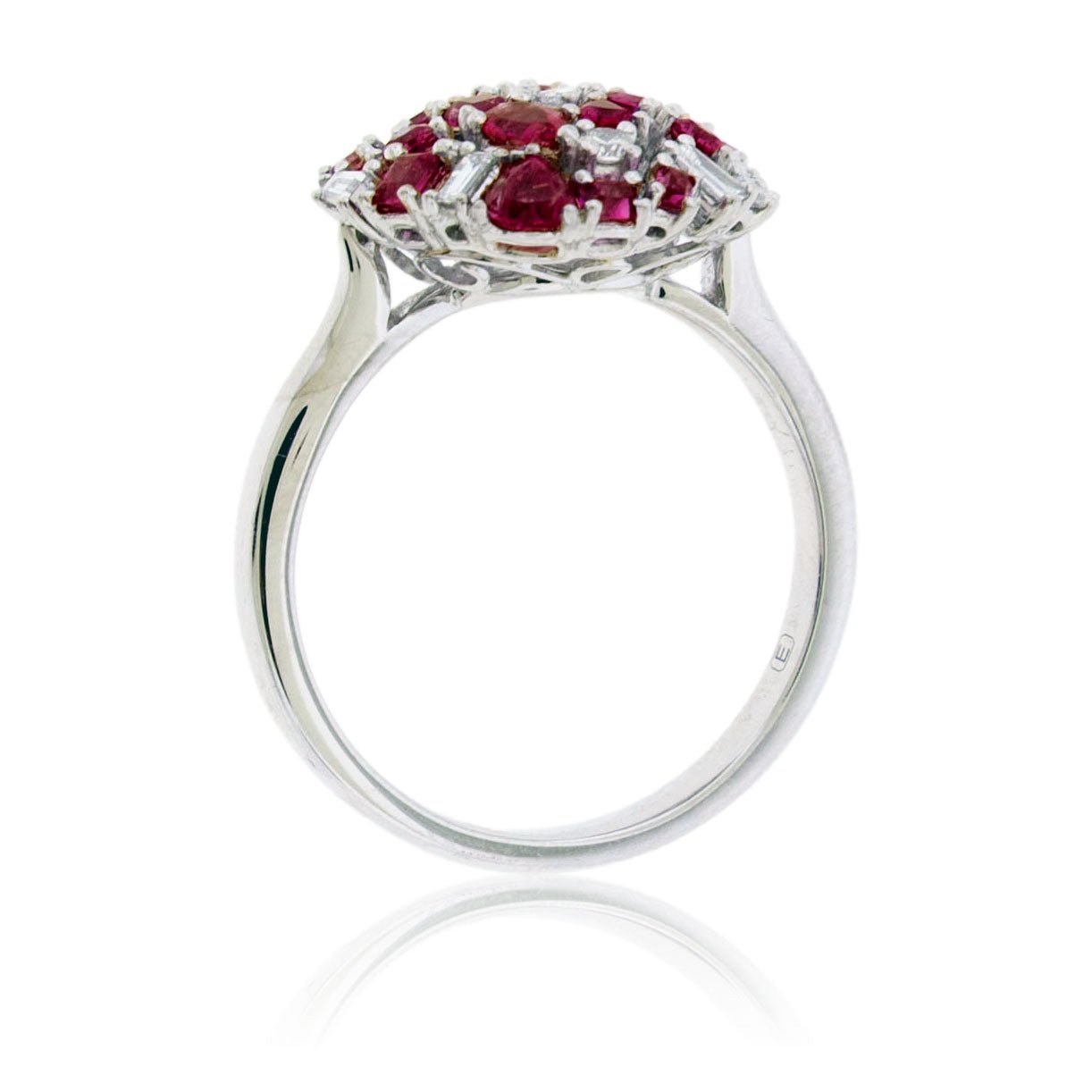 Cluster Style Red Emerald and Diamond Accented Ring - Park City Jewelers