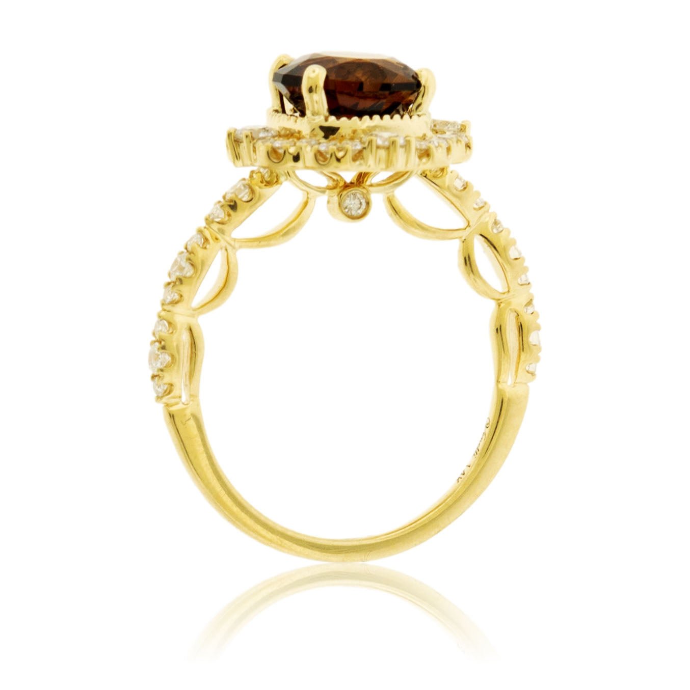 Desert Flame Topaz and Diamond Halo Ring - Park City Jewelers