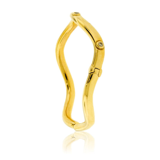 Diamond Accented Gold Bangle Bracelet - Park City Jewelers