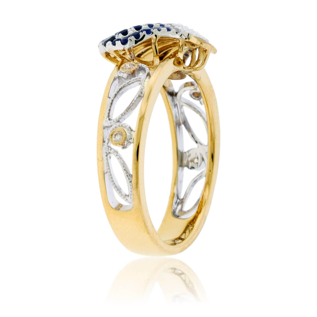 Diamond and Blue Sapphire Seashell Ring - Park City Jewelers