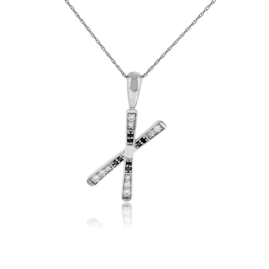 Diamond & Black Diamond Medium Size Crossed Ski Pendant - Park City Jewelers