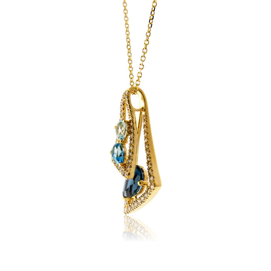 Diamond & Blue Topaz Pendant w/Chain - Park City Jewelers