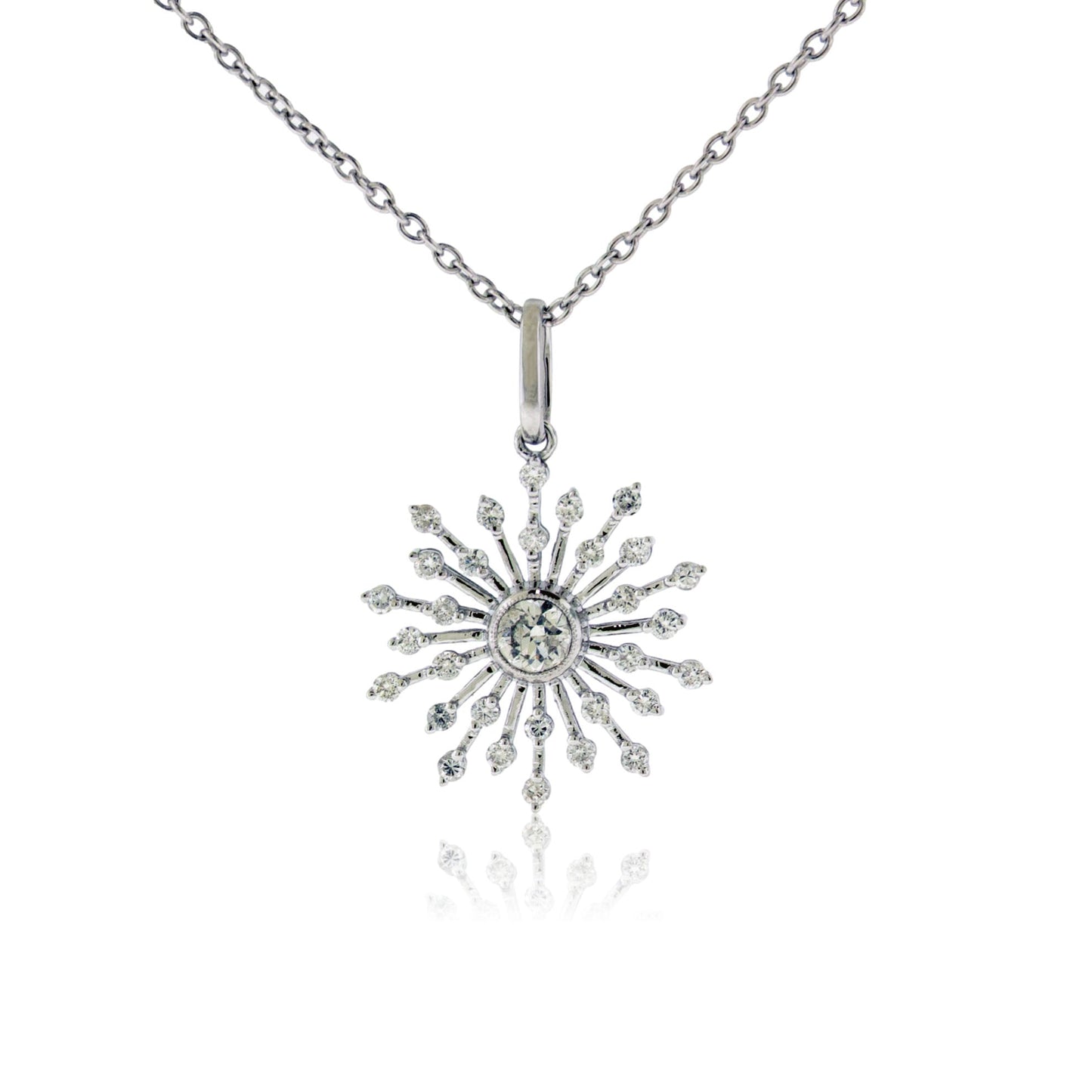 Diamond Burst Snowflake Necklace with Chain - Park City Jewelers