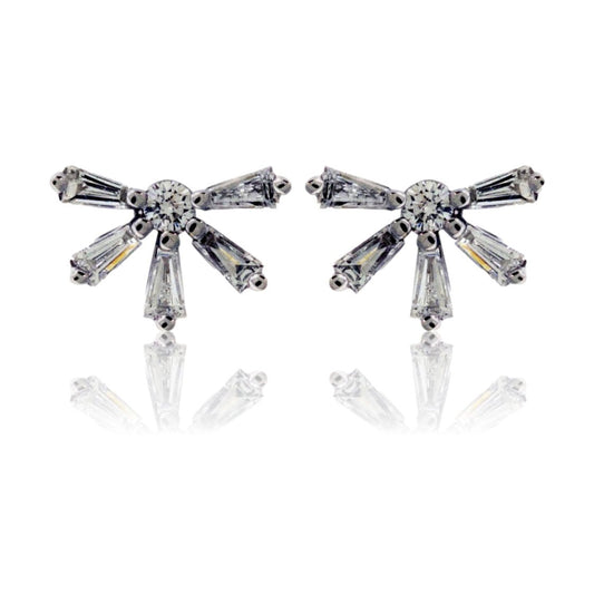 Diamond Half Sun Dainty Stud Earrings - Park City Jewelers