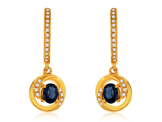Diamond Huggie & Sapphire Dangle Earrings - Park City Jewelers