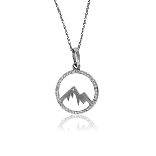 Diamond Lined Circle with Mountain Peak Pendant - Park City Jewelers