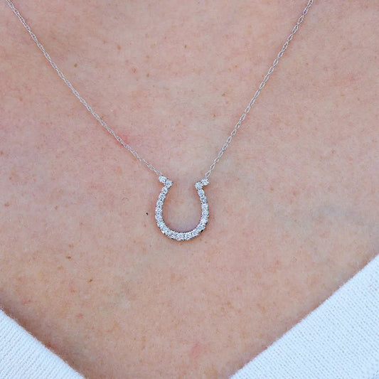 Diamond Lined Horse Shoe Necklace - Park City Jewelers