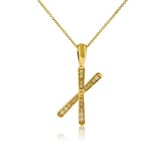 Diamond Medium Size Crossed Ski Pendant - Park City Jewelers