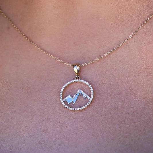 Diamond Mountain Silhouette in Circle Necklace - Park City Jewelers