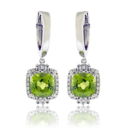 Diamond & Peridot Dangle Earrings - Park City Jewelers