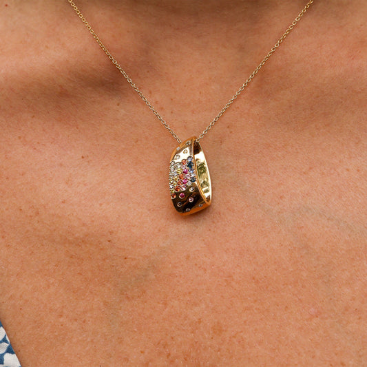 Diamond & Rainbow Sapphire Pendant w/Chain - Park City Jewelers