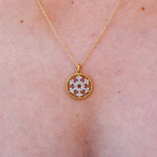Diamond Snowflake Necklace with Braided Frame - Park City Jewelers