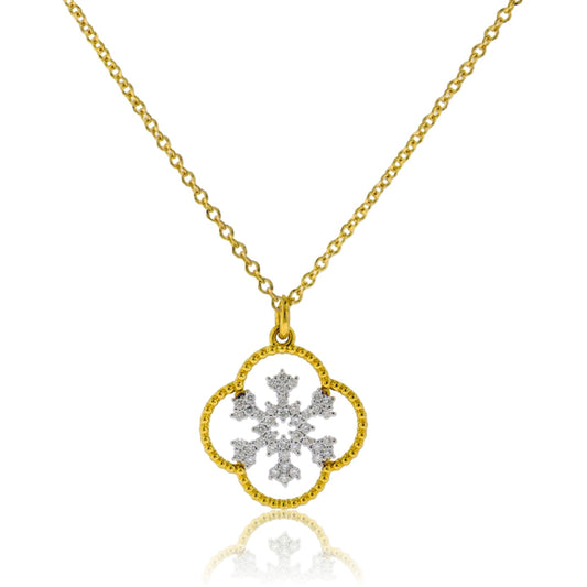 Diamond Snowflake Necklace with Braided Frame - Park City Jewelers