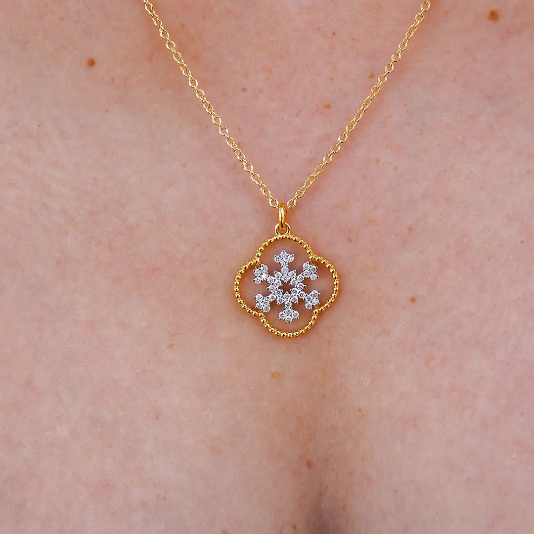 Diamond Snowflake Necklace with Braided Frame - Park City Jewelers
