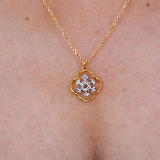 Diamond Snowflake Necklace with Braided Frame - Park City Jewelers
