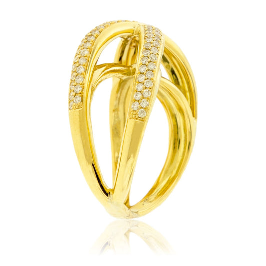 Diamond Yellow Gold Criss Cross Style X Band - Park City Jewelers
