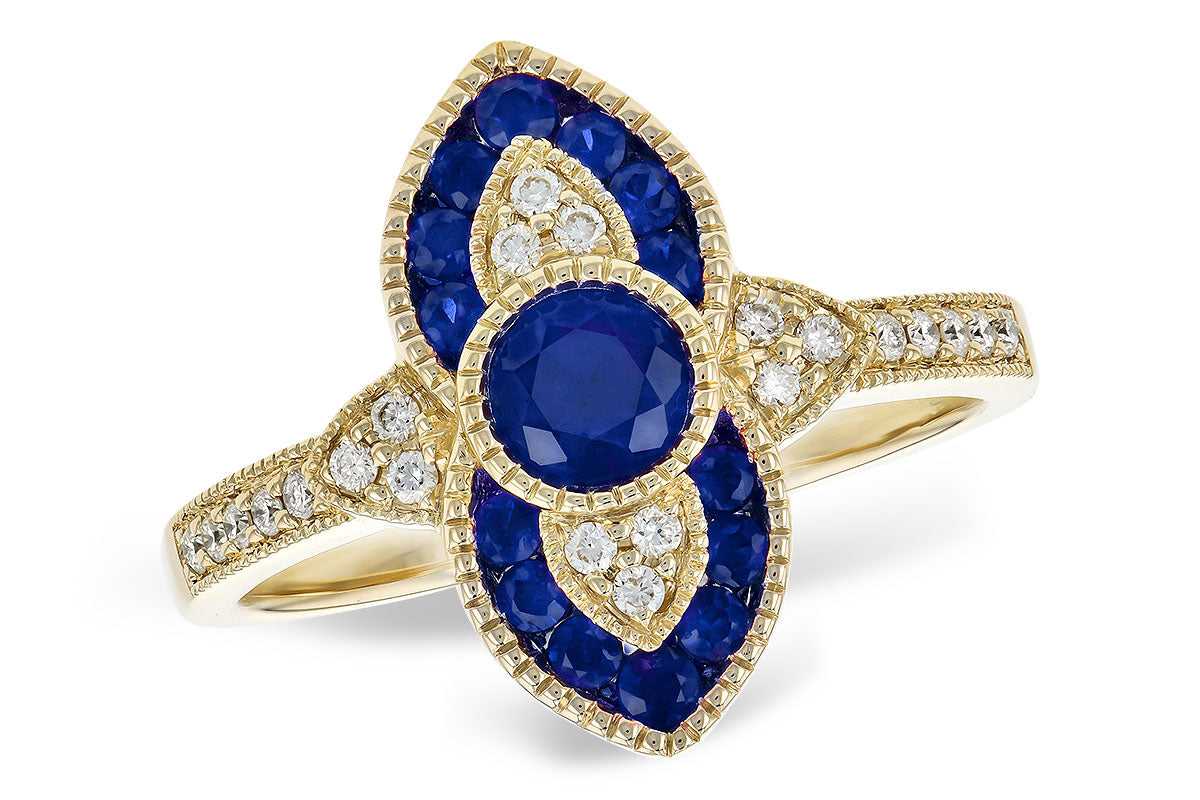 Sapphire & Diamond Art Deco Style Ring