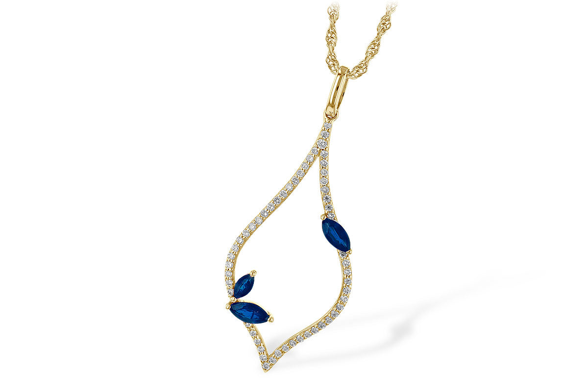 Marquise Sapphire & Diamond Pendant w/Chain